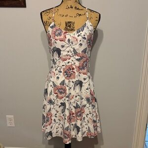 LOFT White and Pink Floral Mini Dress